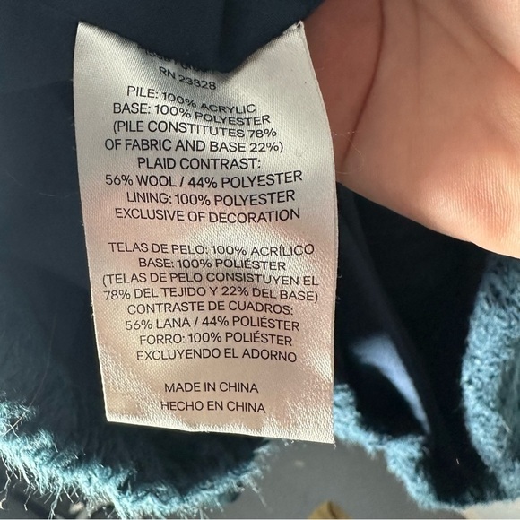 Pendleton Blue Teddy Sherpa Plaid Full Zip Long Sleeves Pockets Jacket Sz Large - Picture 9 of 13